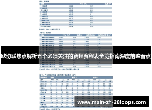 欧协联焦点解析五个必须关注的赛程赛程表全览指南深度前瞻看点